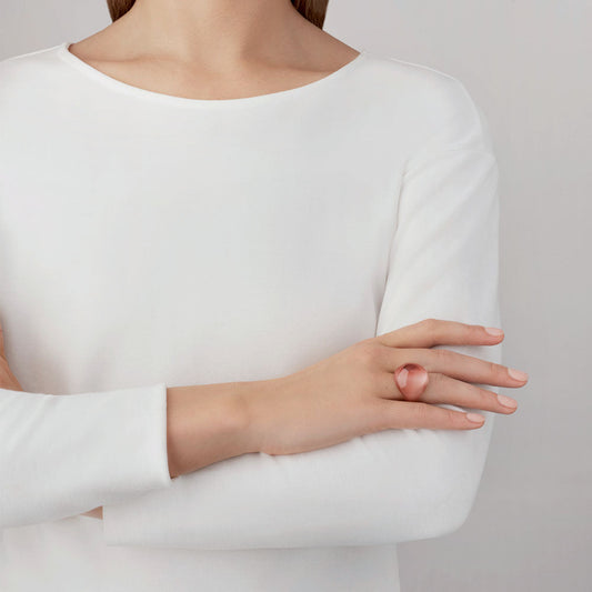 Lalique Cabochon Ring - Clear with Pink Patina crystal