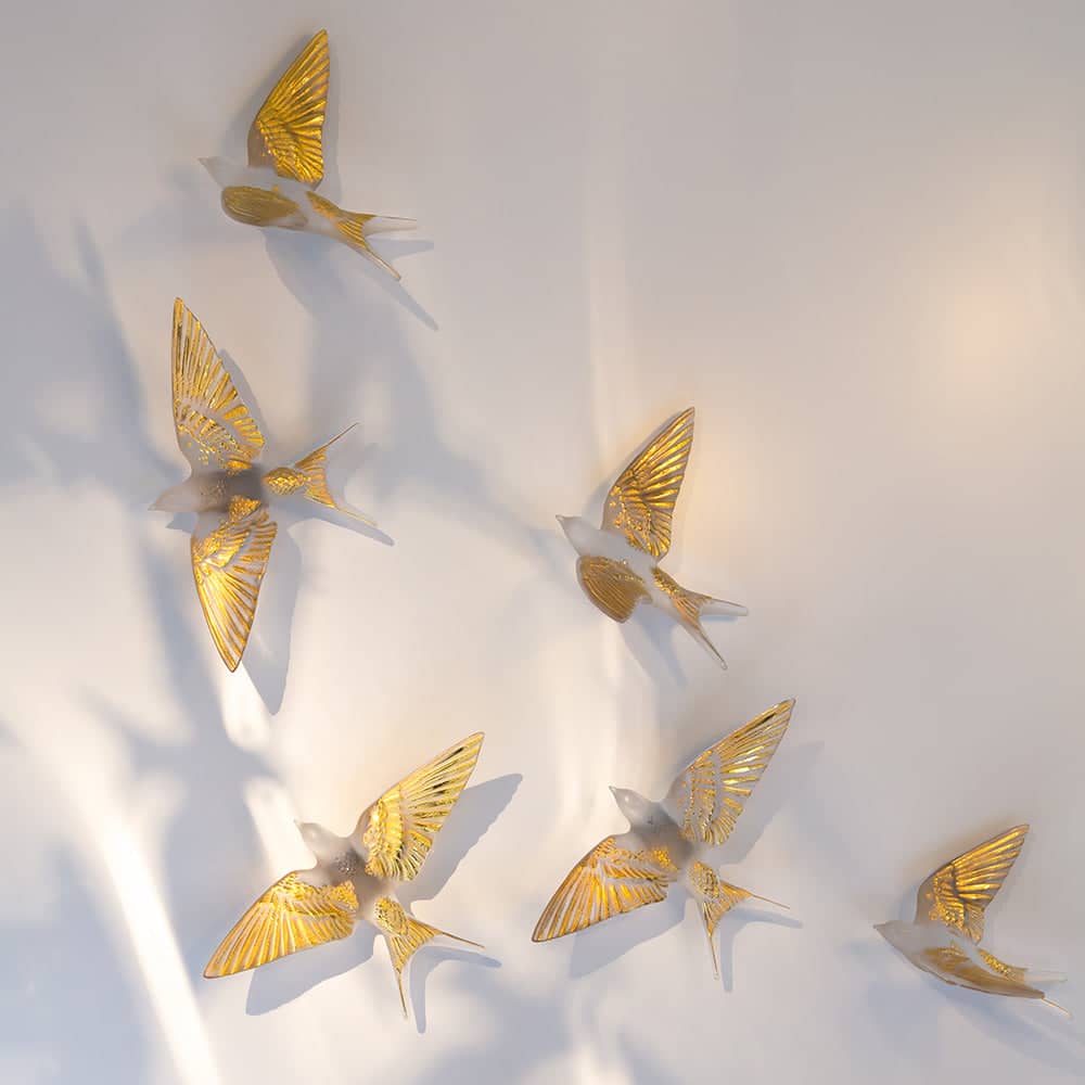 Lalique Swallow Wings Down Crystal Wall Sculpture Sculpture by  Lalique at   FormFluent Sydney, Australia