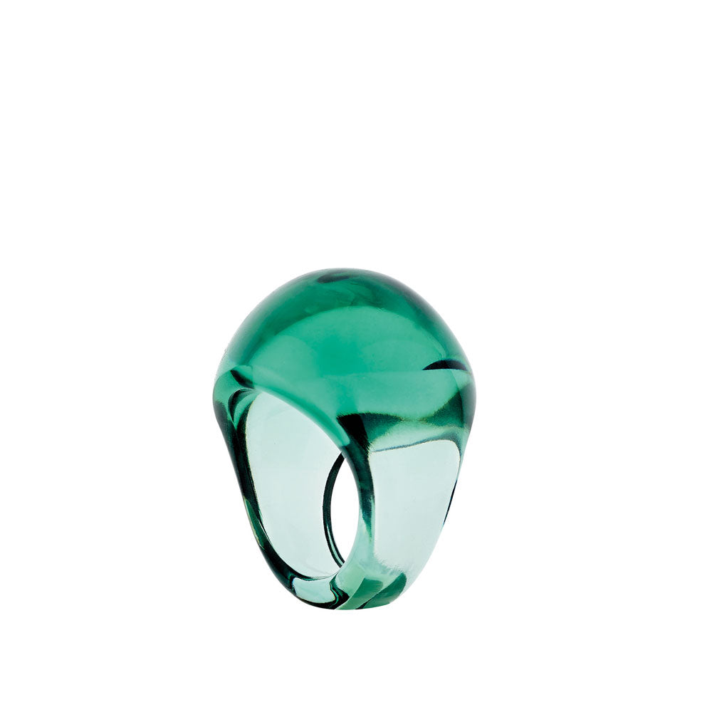 Lalique Cabochon Ring - Deep green crystal