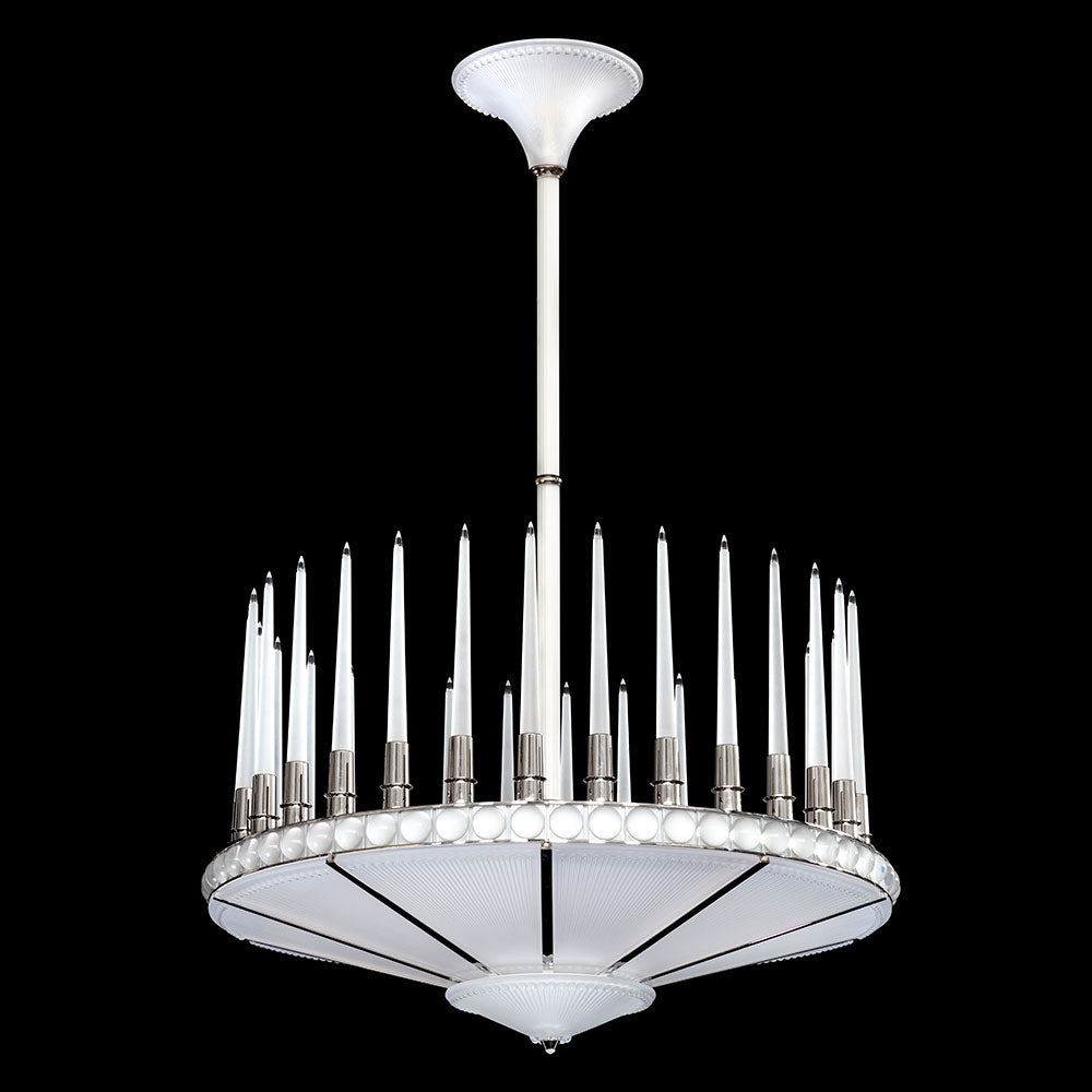 Perles Chandelier One-Tier 100cm Numbered Edition Lalique in dark backgroun