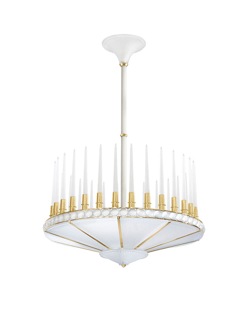 Perles Chandelier One-Tier 100cm Numbered Edition Lalique satin gilded finish