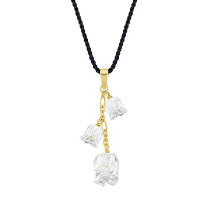 Lalique Muguet Pendant Necklace 3 Clear Crystal 18K Yellow Gold Plated Jewelry by  Lalique at   FormFluent Sydney, Australia
