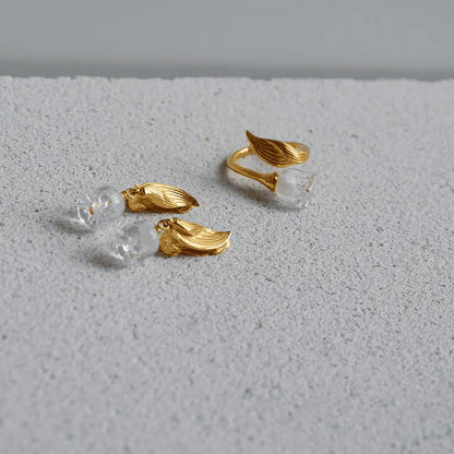 Lalique Muguet Clip-on Earrings - Clear Crystal 18K Yellow Gold Plated Jewelry by  Lalique at   FormFluent Sydney, Australia
