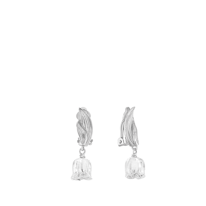 Lalique Muguet Clip-on Earrings - Clear Crystal Silver Jewelry by  Lalique at   FormFluent Sydney, Australia