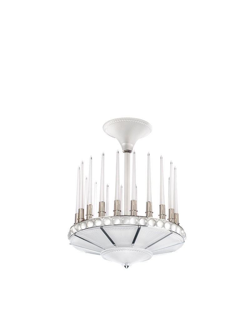 Perles Chandelier One-Tier 69cm Numbered Edition Lalique nickel finish