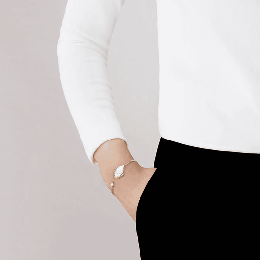 Lalique Paon Bracelet - White Pearly Clear Crystal & White Lacquer 18K Yellow Gold-Plated Jewelry by  Lalique at   FormFluent Sydney, Australia