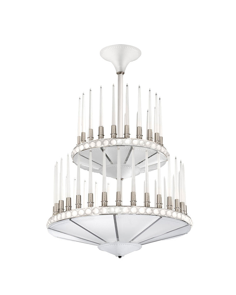 Perles Chandelier Two-Tier 100.9cm Numbered Edition Lalique nickel finish