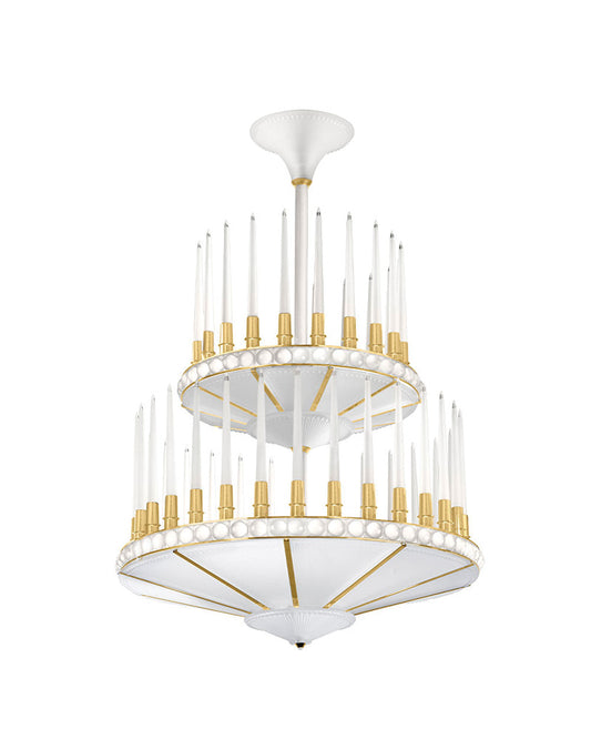 Perles Chandelier Two-Tier 100.9cm Numbered Edition Lalique satin gilded