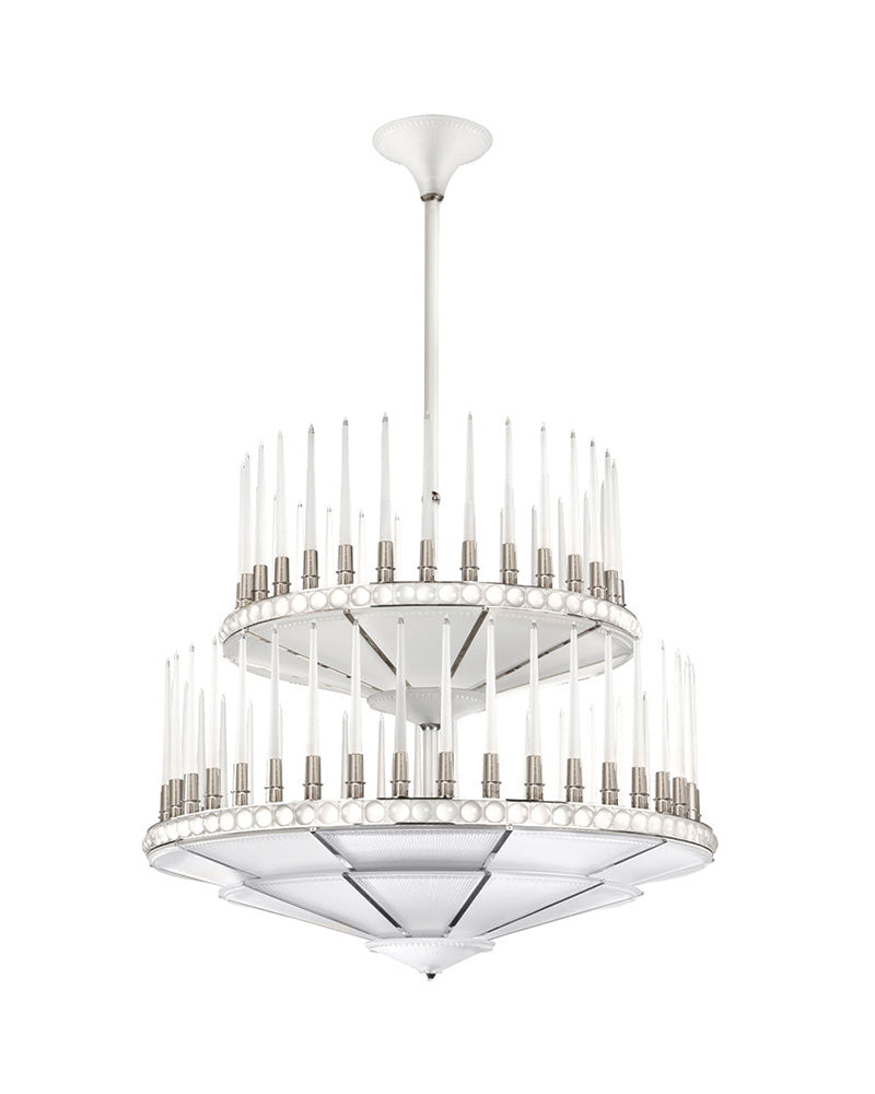 Perles Chandelier Two-Tier 134cm Numbered Edition Lalique nickel finish