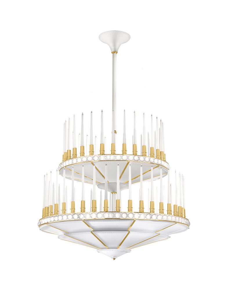 Perles Chandelier Two-Tier 134cm Numbered Edition Lalique satin gilded finish