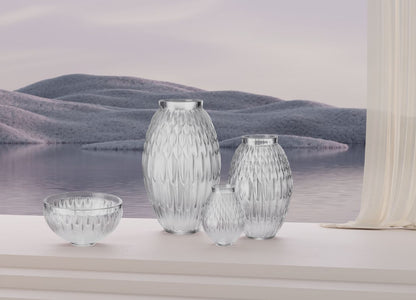 Lalique Plumes Vase Green Crystal Vase by  Lalique at   FormFluent Sydney, Australia