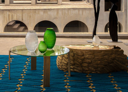 Lalique Plumes Vase Green Crystal Vase by  Lalique at   FormFluent Sydney, Australia