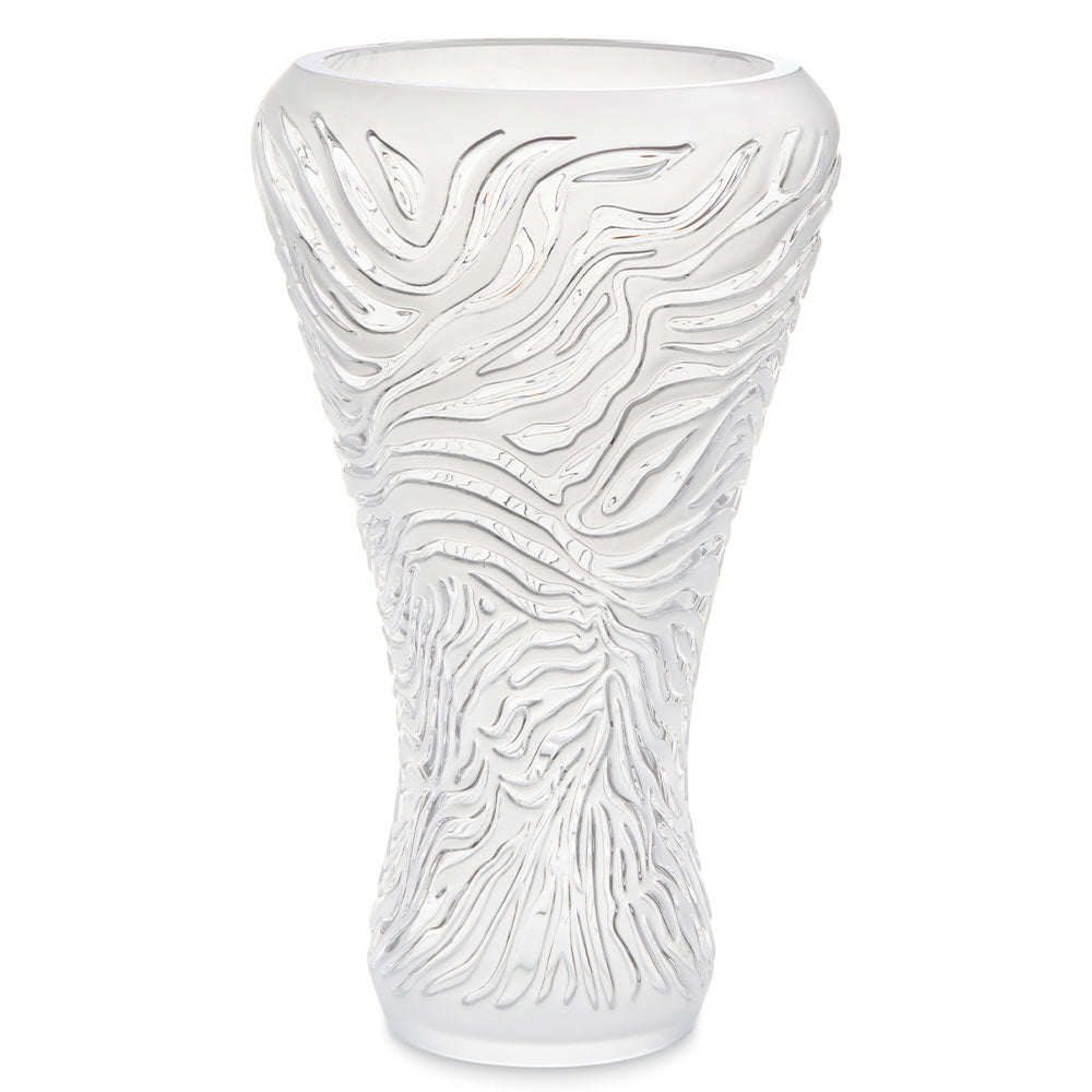 Buy Authentic Lalique Lalique Zèbre Vase Clear Crystal Shiny Relief Limited Edition Vase - FormFluent Sydney Australia