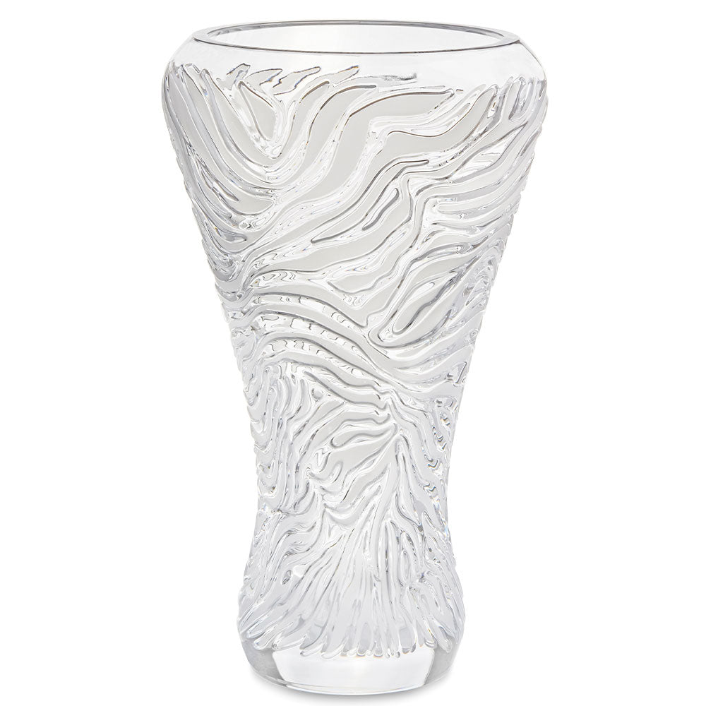 Buy Authentic Lalique Lalique Zèbre Vase Clear Crystal Satin Finish Relief Vase - FormFluent Sydney Australia