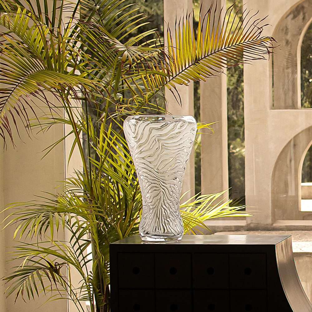 Buy Authentic Lalique Lalique Zèbre Vase Clear Crystal Satin Finish Relief Vase - FormFluent Sydney Australia