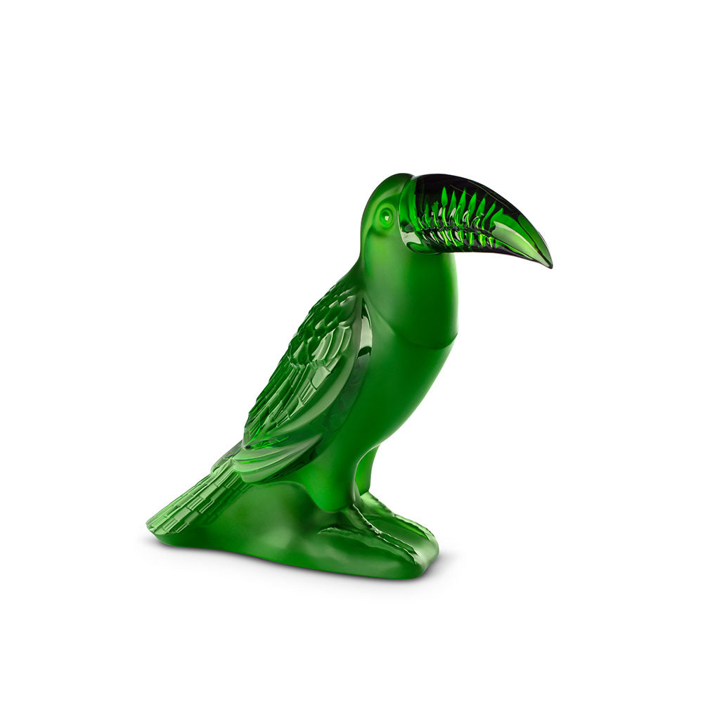 Toucan Sculpture Lalique green crystal