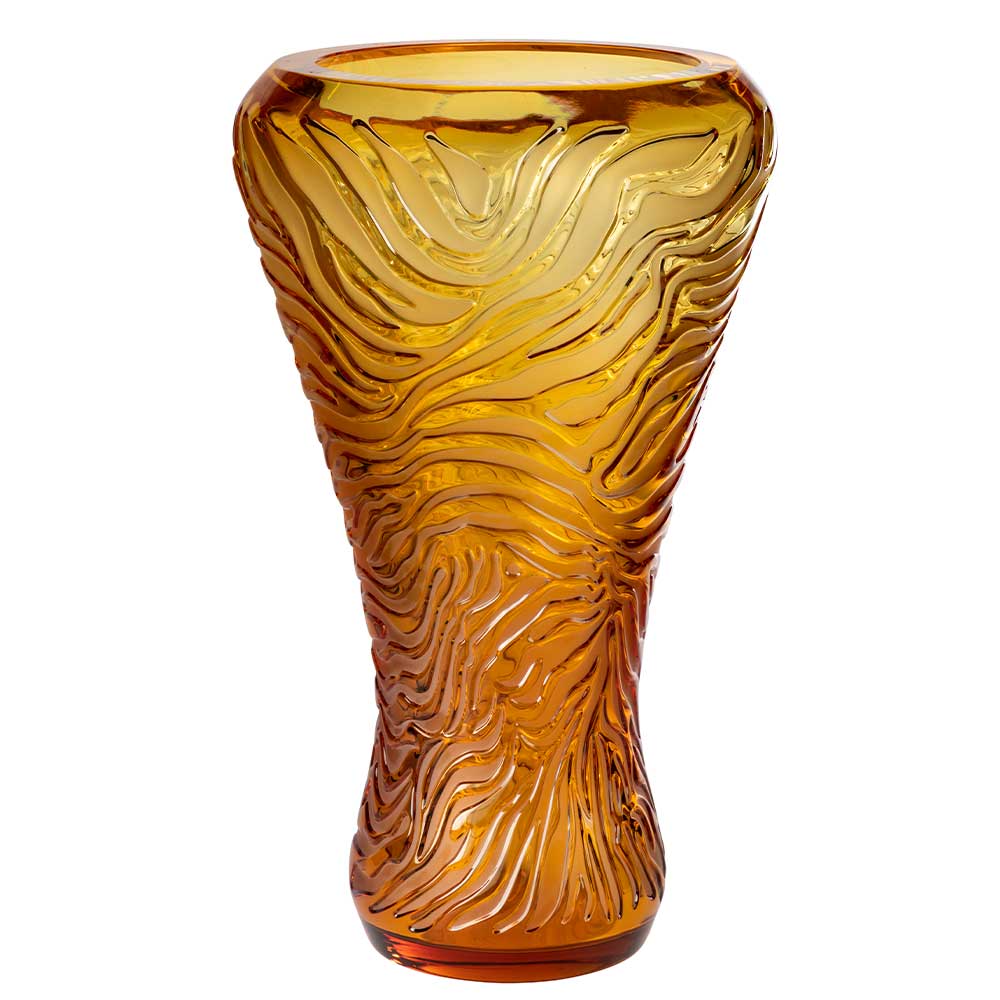 Buy Authentic Lalique Lalique Tigre Vase Amber Crystal Vase - FormFluent Sydney Australia