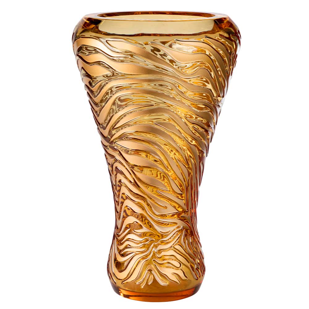 Buy Authentic Lalique Lalique Tigre Vase Amber Crystal Gilded Coating Limited Edition Vase - FormFluent Sydney Australia