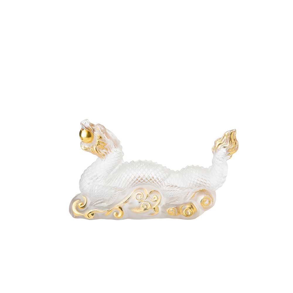 Lalique Tianlong Dragon Sculpture Gold Stamped Crystal Sculpture by  Lalique at   FormFluent Sydney, Australia