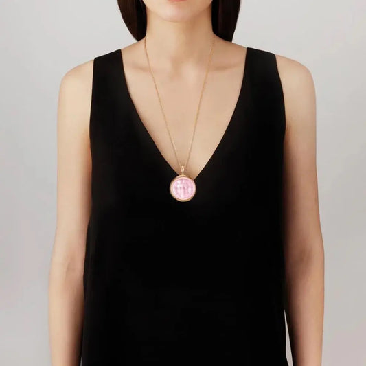  Lalique Aréthuse Round Large Pendant - Clear Crystal Silver  by Lalique at  FormFluent