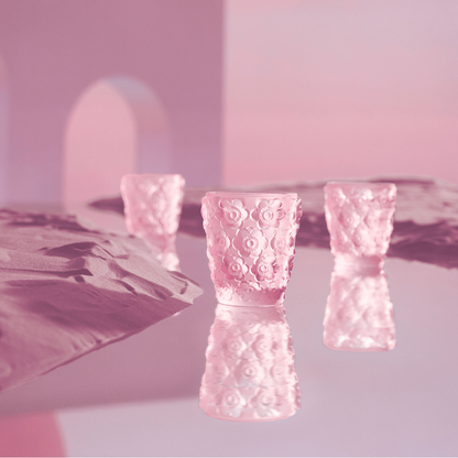 Lalique Anemones Votive Pink Lustre Crystal Vase by  Lalique at   FormFluent Sydney, Australia