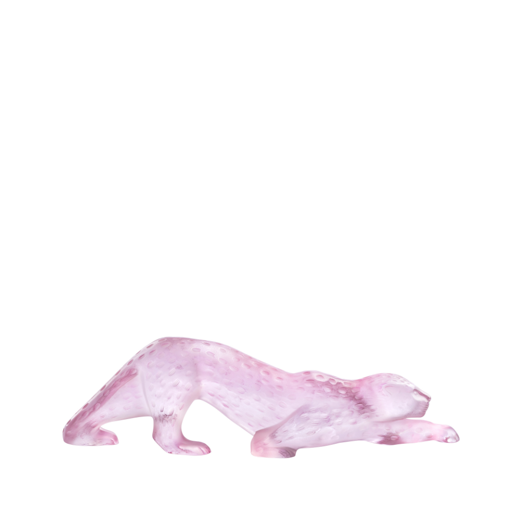 Zeila Panther Large Sculpture Lalique pink lustre crystal