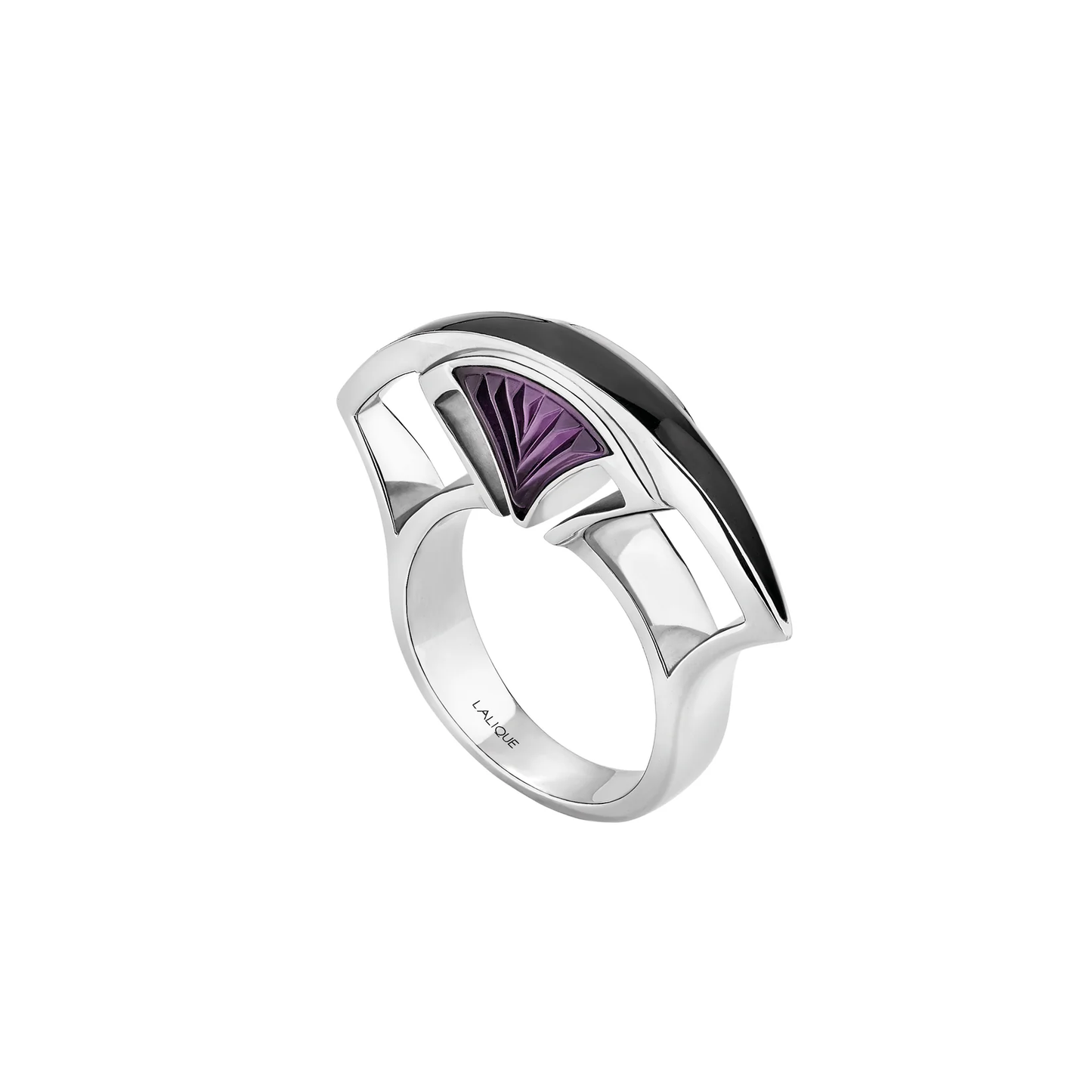 Buy Authentic Lalique Lalique Larcade Ring - Dusk Purple Crystal Silver Jewelry - FormFluent Sydney Australia
