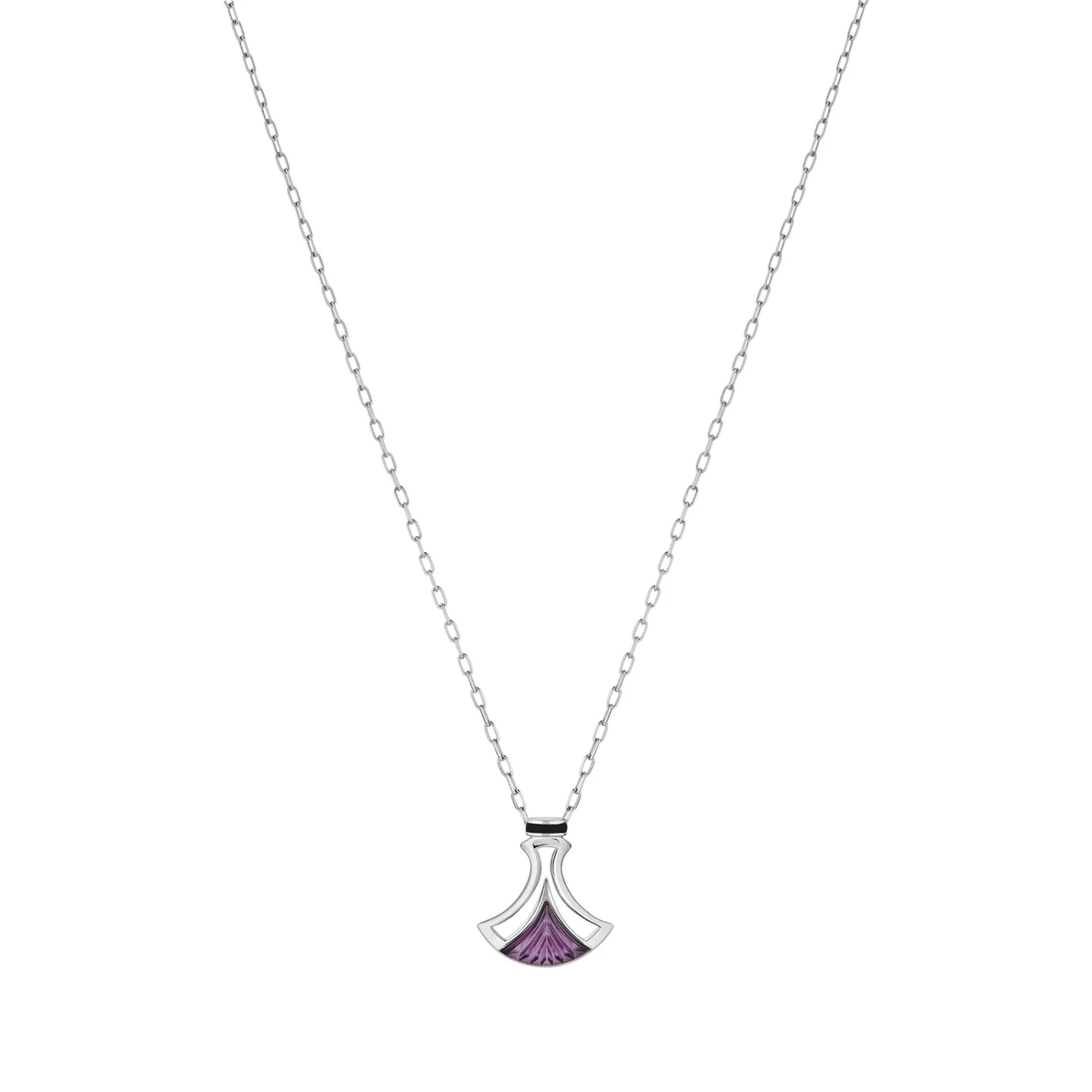 Lalique Larcade Pendant Necklace Dusk Purple Crystal Silver