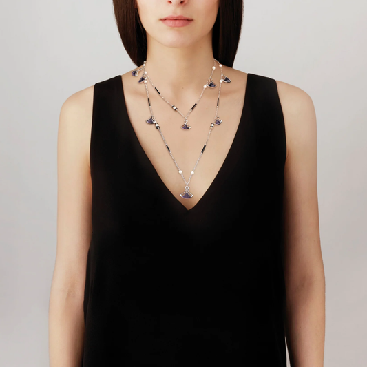 Lalique Larcade Charms Necklace - Dusk Purple Crystal Silver Jewelry by  Lalique at   FormFluent Sydney, Australia