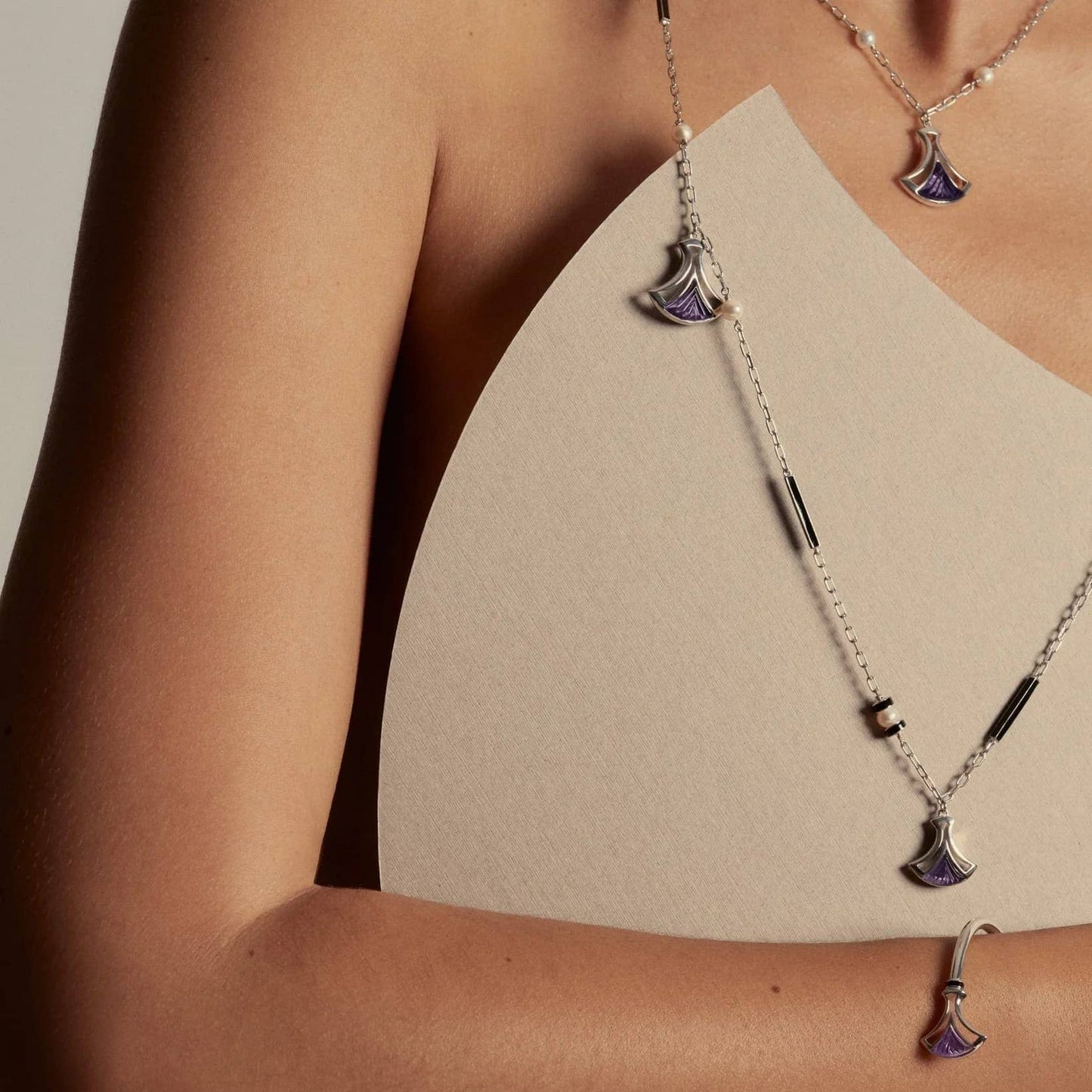 Lalique Larcade Charms Necklace - Dusk Purple Crystal Silver Jewelry by Lalique at  FormFluent Sydney, Australia