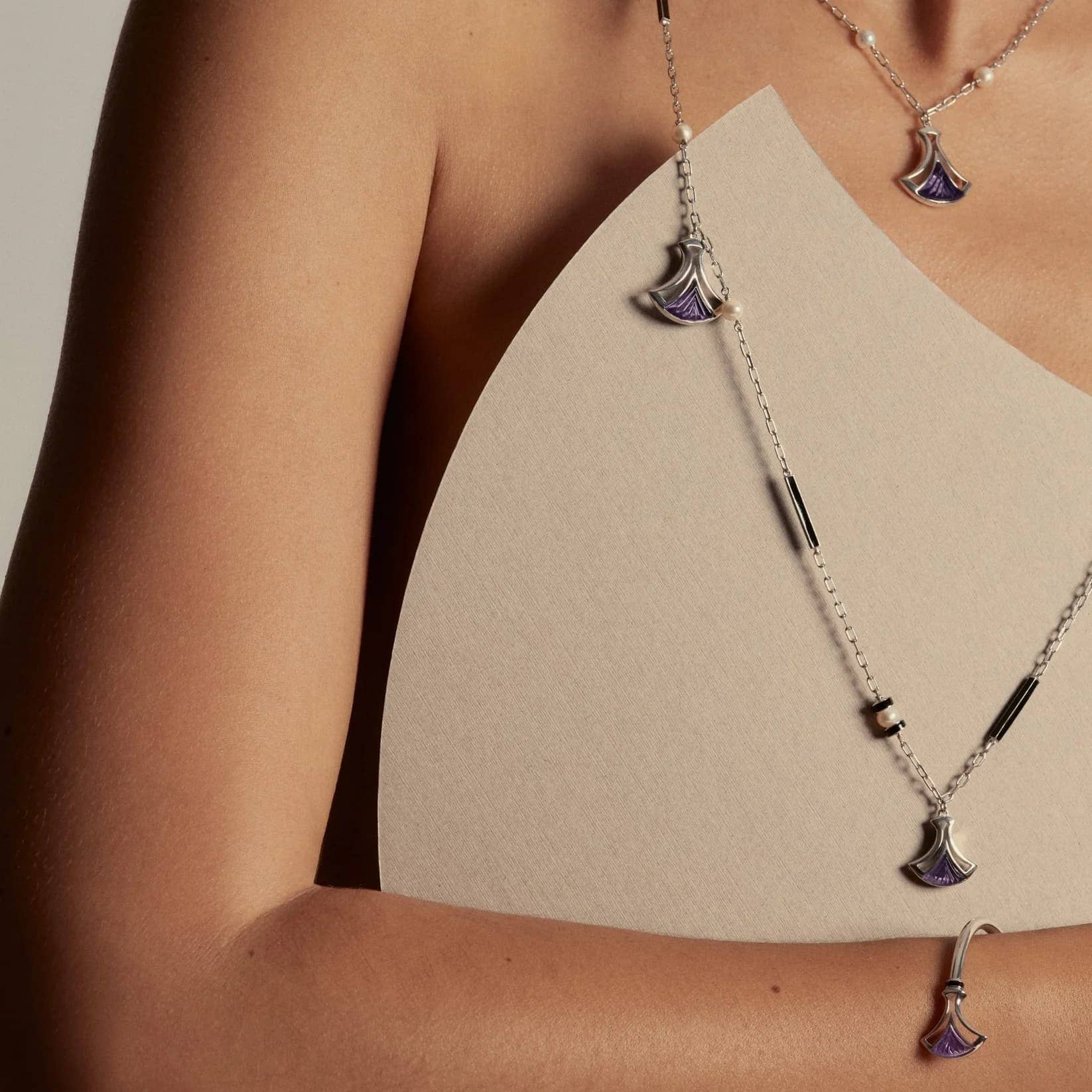 Lalique Larcade Charms Necklace - Dusk Purple Crystal Silver Jewelry by Lalique at  FormFluent Sydney, Australia