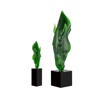 Lalique Large Still Water by Nic Fiddian Green & Lalique Green Crystal Numbered Edition Sculpture by  Lalique at   FormFluent Sydney, Australia