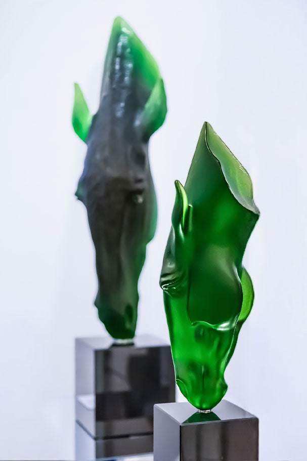 Lalique Large Still Water by Nic Fiddian Green & Lalique Green Crystal Numbered Edition - FormFluent