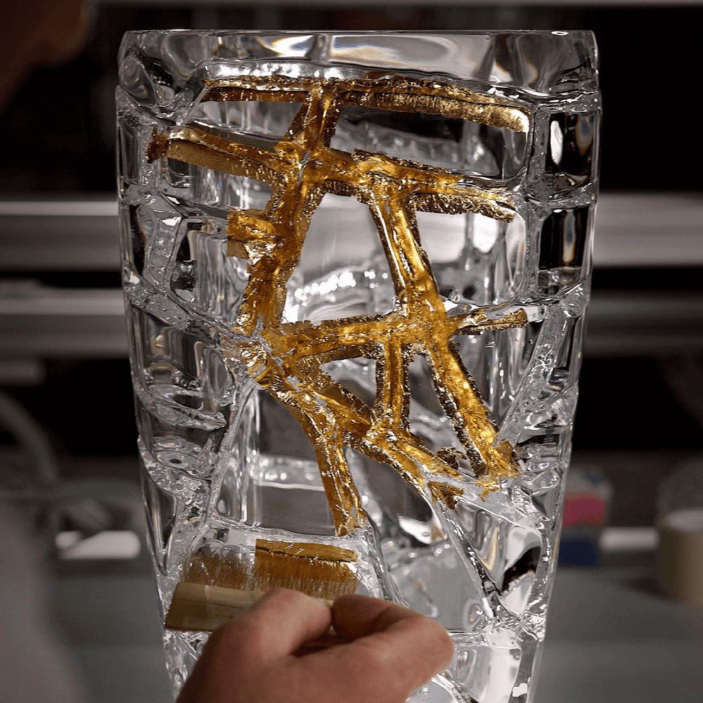 Lalique Magnitude Grand Vase With Gold Leaves Limited Edition Vase  FormFluent