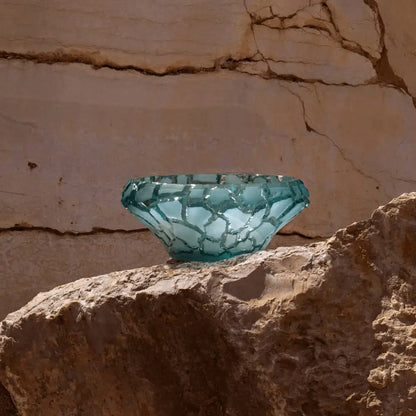 Lalique Caldera Bowl Persepolis Blue Crystal Bowl by  Lalique at   FormFluent Sydney, Australia