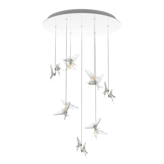 Lalique 14 Swallows Gilded Chandelier