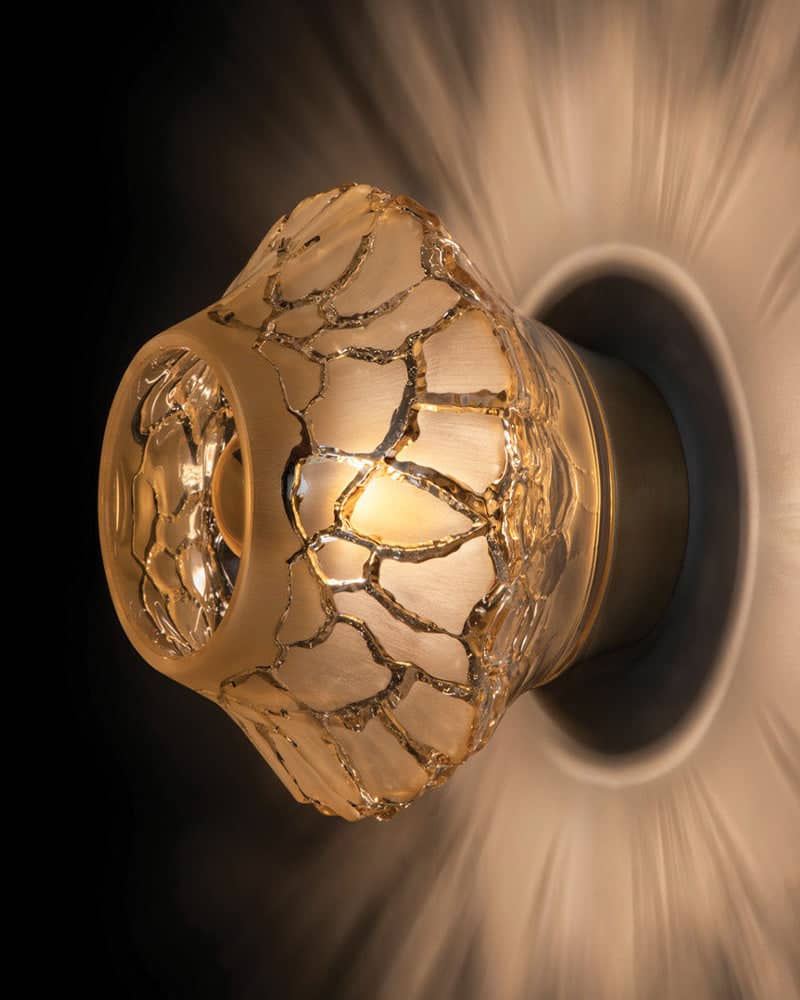 Lalique Caldera Wall Sconce Gold Lustre Crystal Lighting by  Lalique at   FormFluent Sydney, Australia