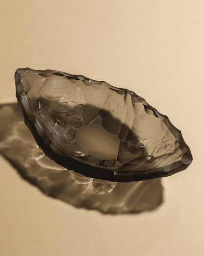 Lalique Silex Bowl Small Size - Grey Crystal Bowl by  Lalique at   FormFluent Sydney, Australia