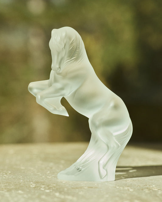 Lalique Prancing Horse Sculpture Small Size - Clear Crystal