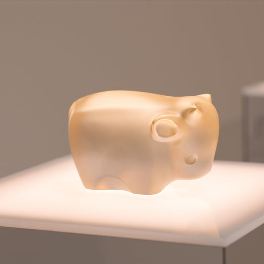 Lalique Niu Wang Wang Ox Sculpture - Gold luster crystal by Han Meilin, 2025
