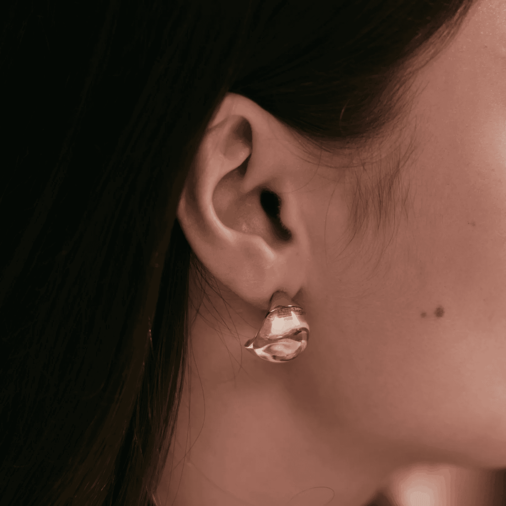 Lalique Cabochon Earrings - Gold Lustre Crystal 18K Yellow Gold Plated Jewelry by  Lalique at   FormFluent Sydney, Australia
