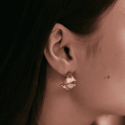 Lalique Cabochon Earrings - Gold Lustre Crystal 18K Yellow Gold Plated Jewelry by  Lalique at   FormFluent Sydney, Australia