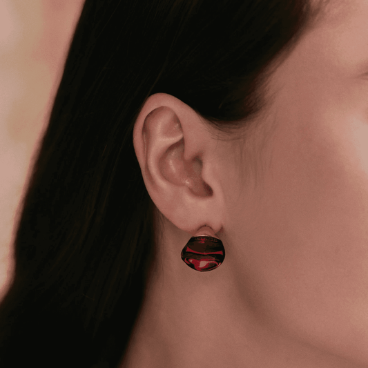 Lalique Cabochon Earrings - Red Crystal 18K Yellow Gold Plated Jewelry by  Lalique at   FormFluent Sydney, Australia