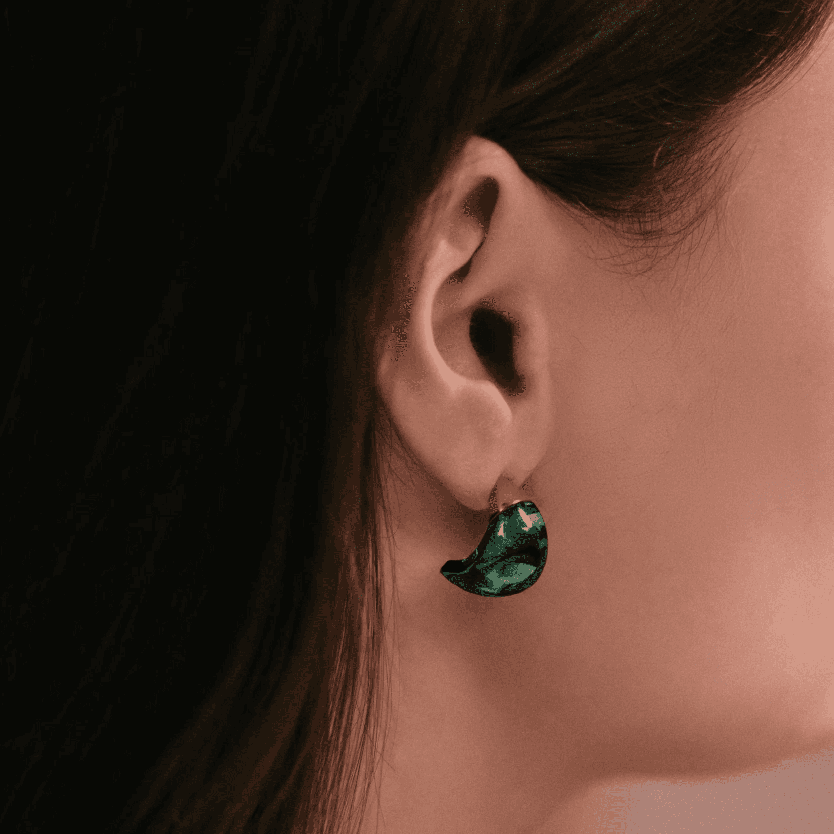 Lalique Cabochon Earrings - Deep Green Crystal 18K Yellow Gold Plated Jewelry by  Lalique at   FormFluent Sydney, Australia