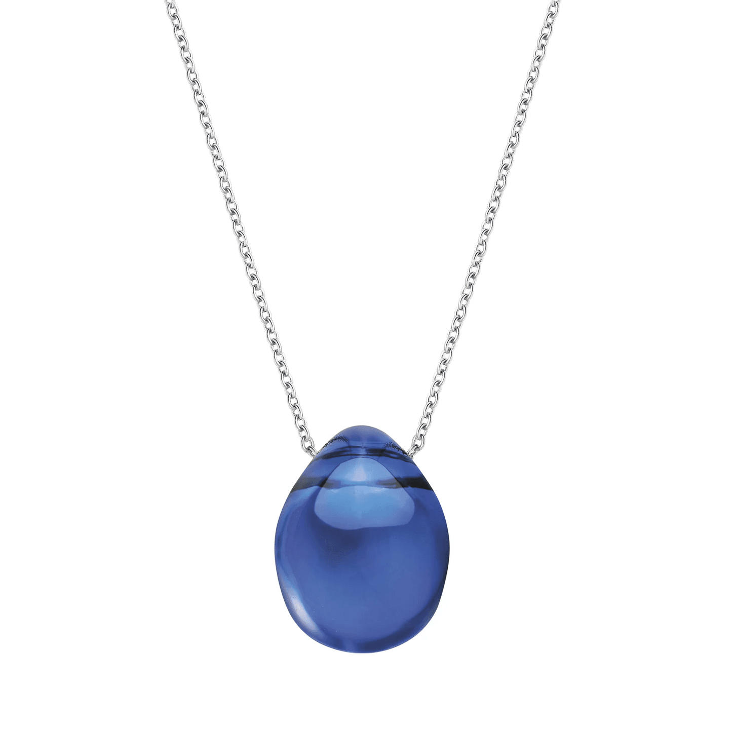 Lalique Cabochon Pendant Necklace - Cap Ferrat Blue Crystal Silver Jewelry by  Lalique at   FormFluent Sydney, Australia