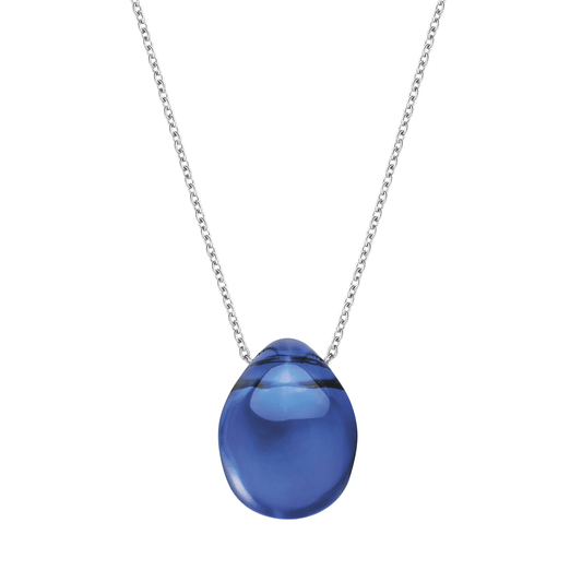 Lalique Cabochon Pendant Necklace - Cap Ferrat Blue Crystal Silver Jewelry by  Lalique at   FormFluent Sydney, Australia