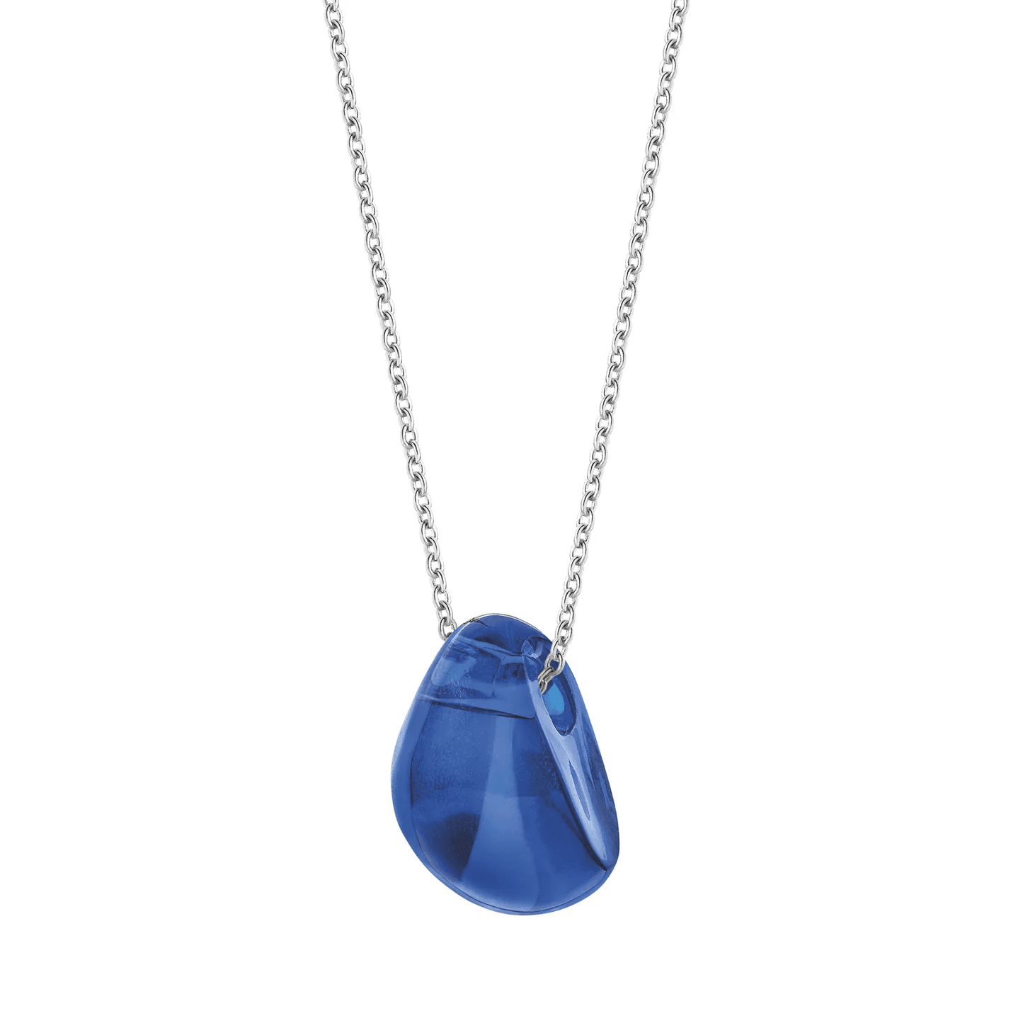 Lalique Cabochon Pendant Necklace - Cap Ferrat Blue Crystal Silver Jewelry by  Lalique at   FormFluent Sydney, Australia
