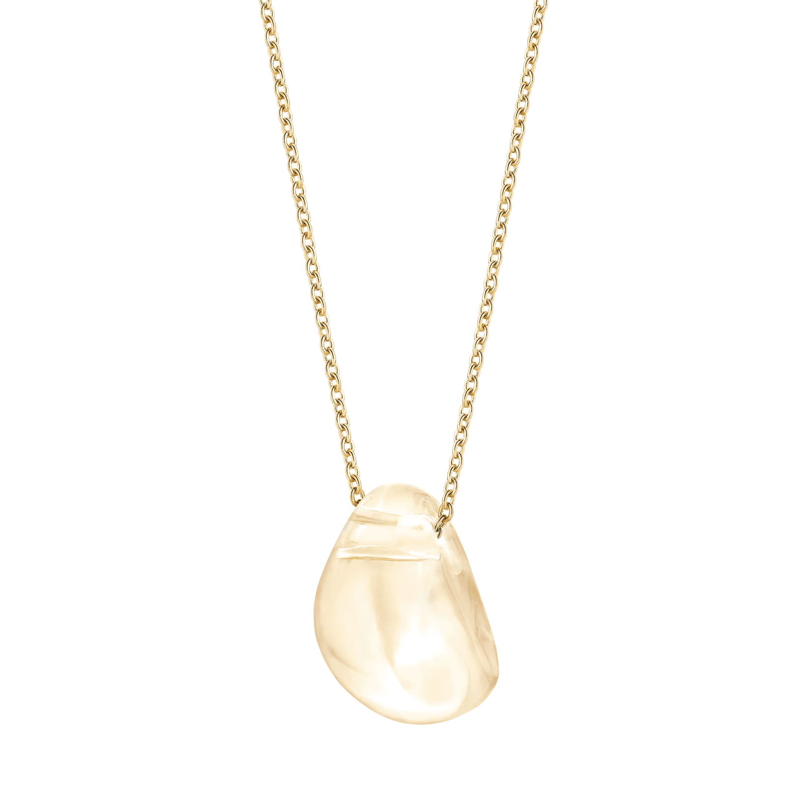 Lalique Cabochon Pendant Necklace - Gold Lustre Crystal 18K Yellow Gold Plated Jewelry by  Lalique at   FormFluent Sydney, Australia