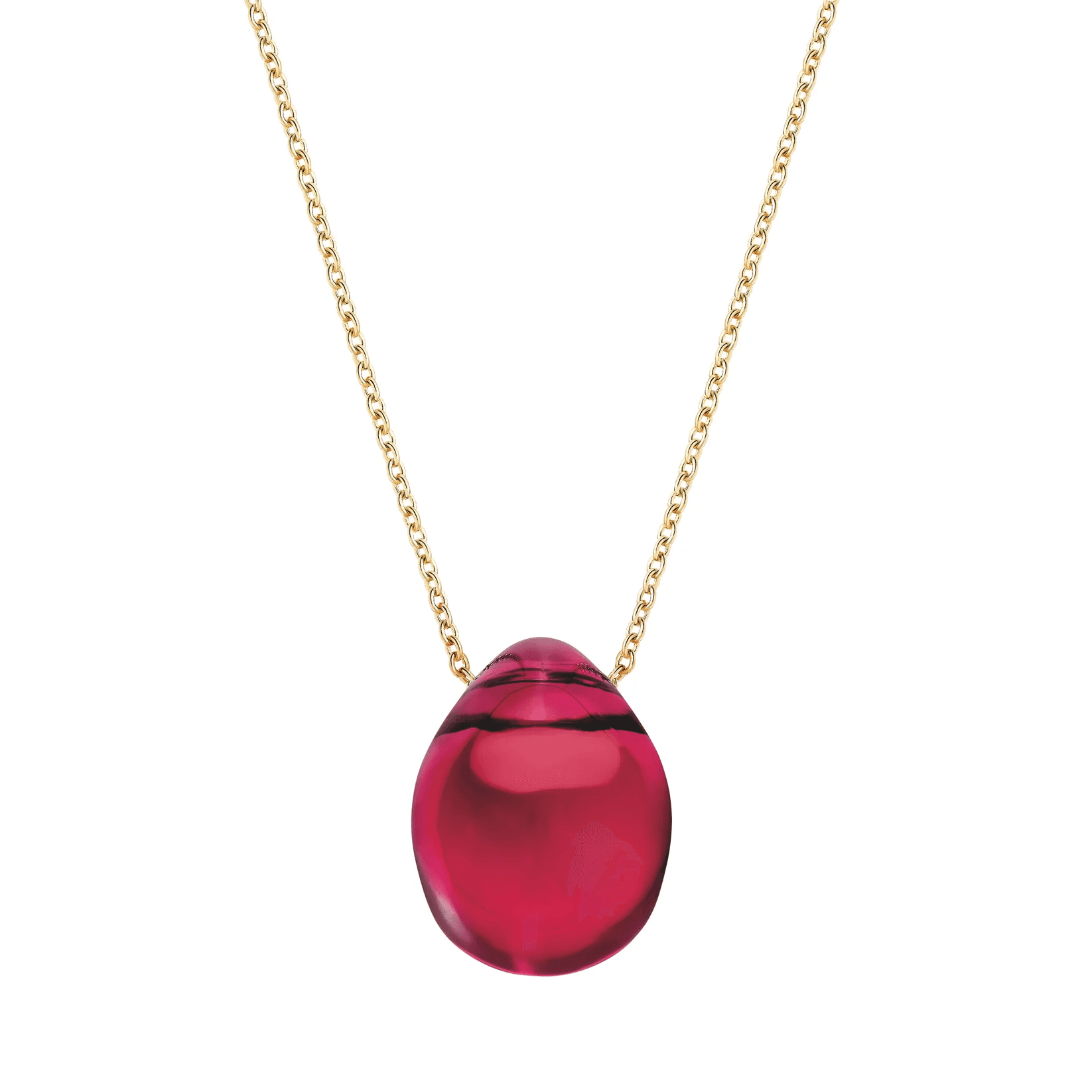 Lalique Cabochon Pendant Necklace - Red Crystal 18K Yellow Gold Plated Jewelry by  Lalique at   FormFluent Sydney, Australia