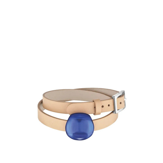 Lalique Cabochon Leather Bracelet - Cap Ferrat Blue Crystal Silver Jewelry by  Lalique at   FormFluent Sydney, Australia